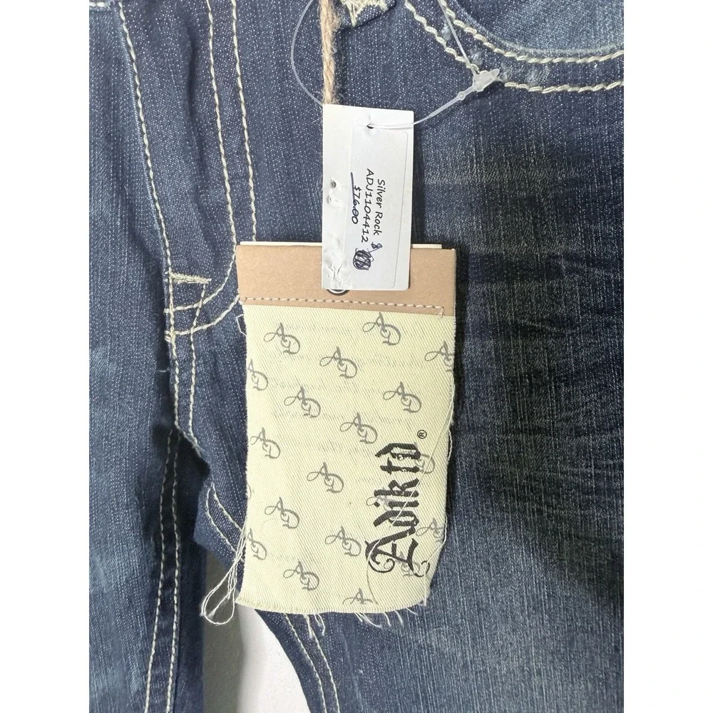 NWT Adiktd Denim Jeans 6/29 L 31 Low Rise Straight‎ Embroidered Distressed Bling